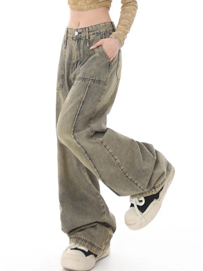 Punk Distressed Faded Effect Splice Boyfriend Jeans