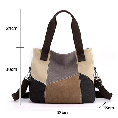 Vintage Contrasterende Canvas Tas