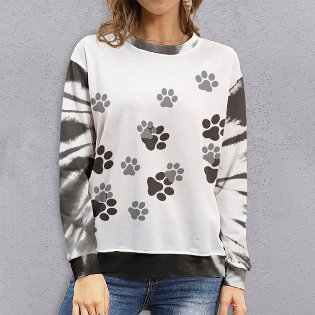 Casual T-Shirt Met Kattenpootprint