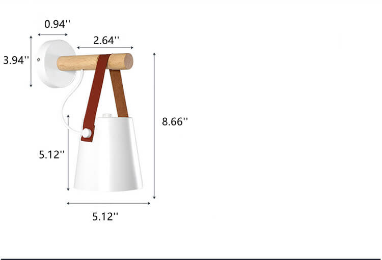 Houtarm - Wandlamp met ijzeren lampenkap en houten arm