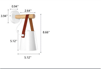 Houtarm - Wandlamp met ijzeren lampenkap en houten arm