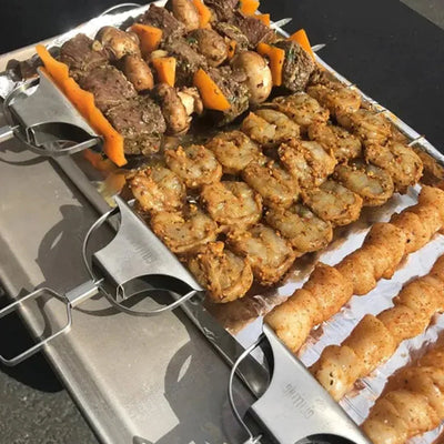 1+1 GRATIS | GrillSkewer™ - Halfautomatische roestvrijstalen barbecuevork [Laatste dag korting]