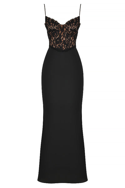 Bentlee - Elegante Zwarte korset Maxi Jurk