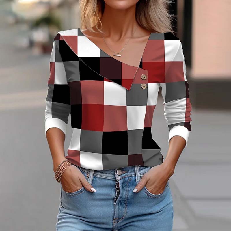 Casual Geruite Blouse