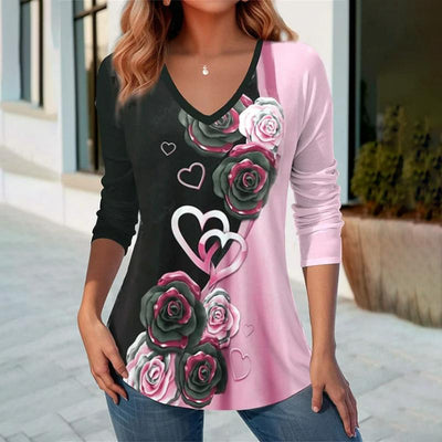 T-Shirt Met Hart- En Bloemenprint