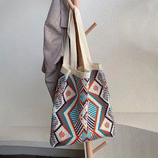 Casual Geometrische Gebreide Tas