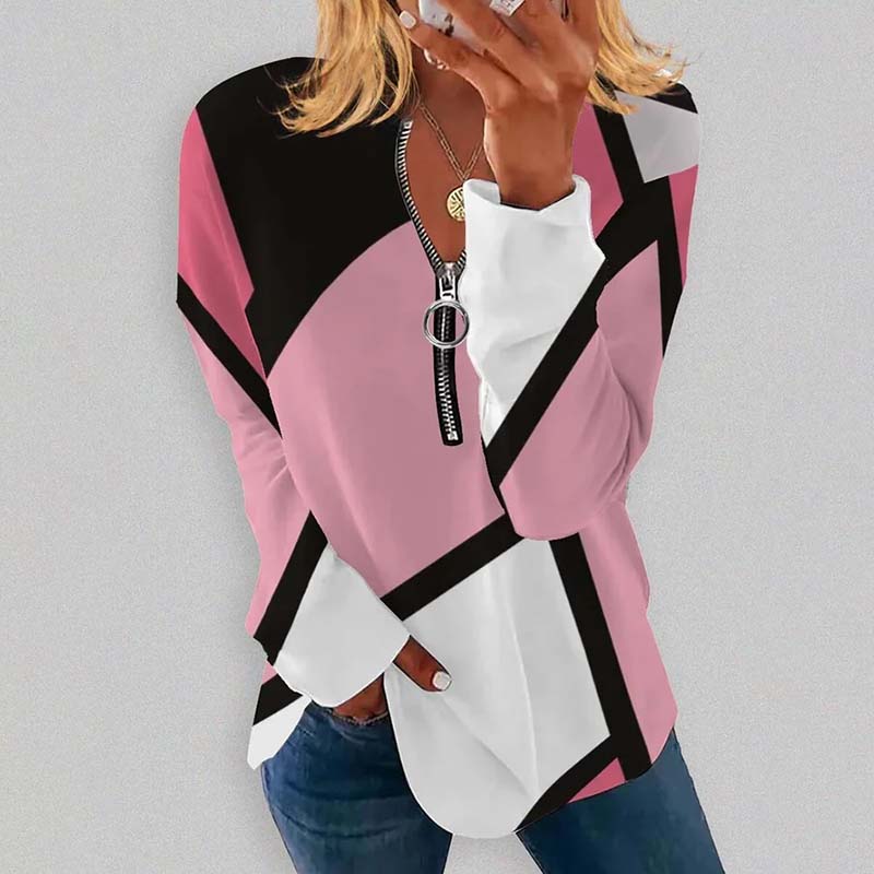 Casual Blouse Met Colourblocking