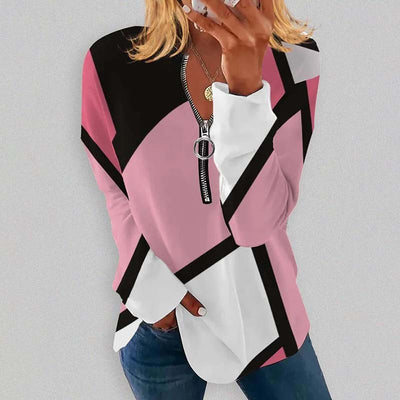 Casual Blouse Met Colourblocking