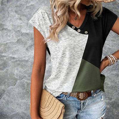 Casual T-Shirt In Contrasterende Kleur