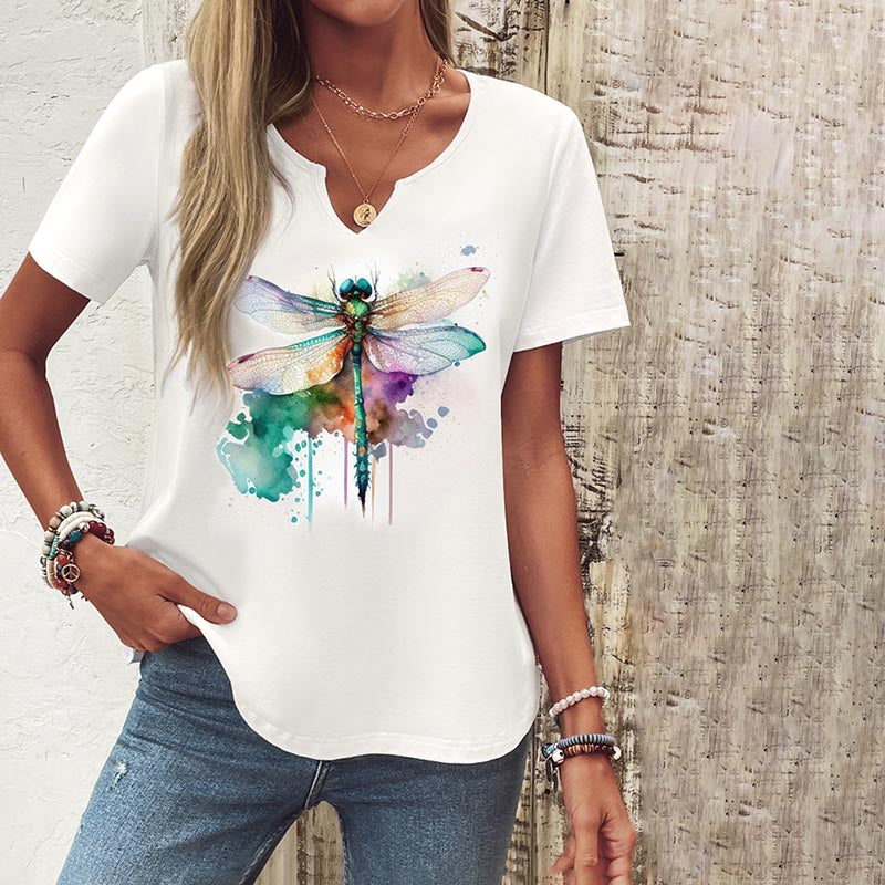 Casual T-Shirt Met Libellenprint