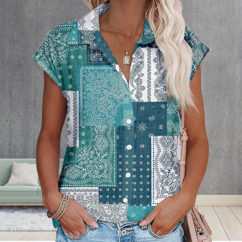 Vintage Blouse Met Casual Bedrukt