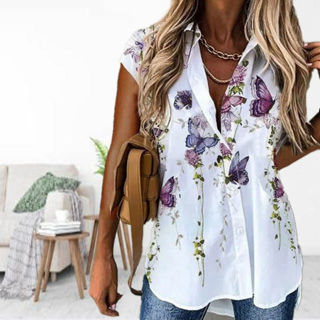 Casual Blouse Met Vlinderprint