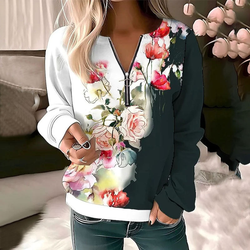 Casual Sweatshirt Met Bloemenprint