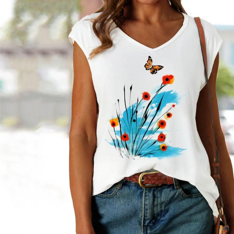 【100% Katoen】Casual Tanktop Met Natuurprint