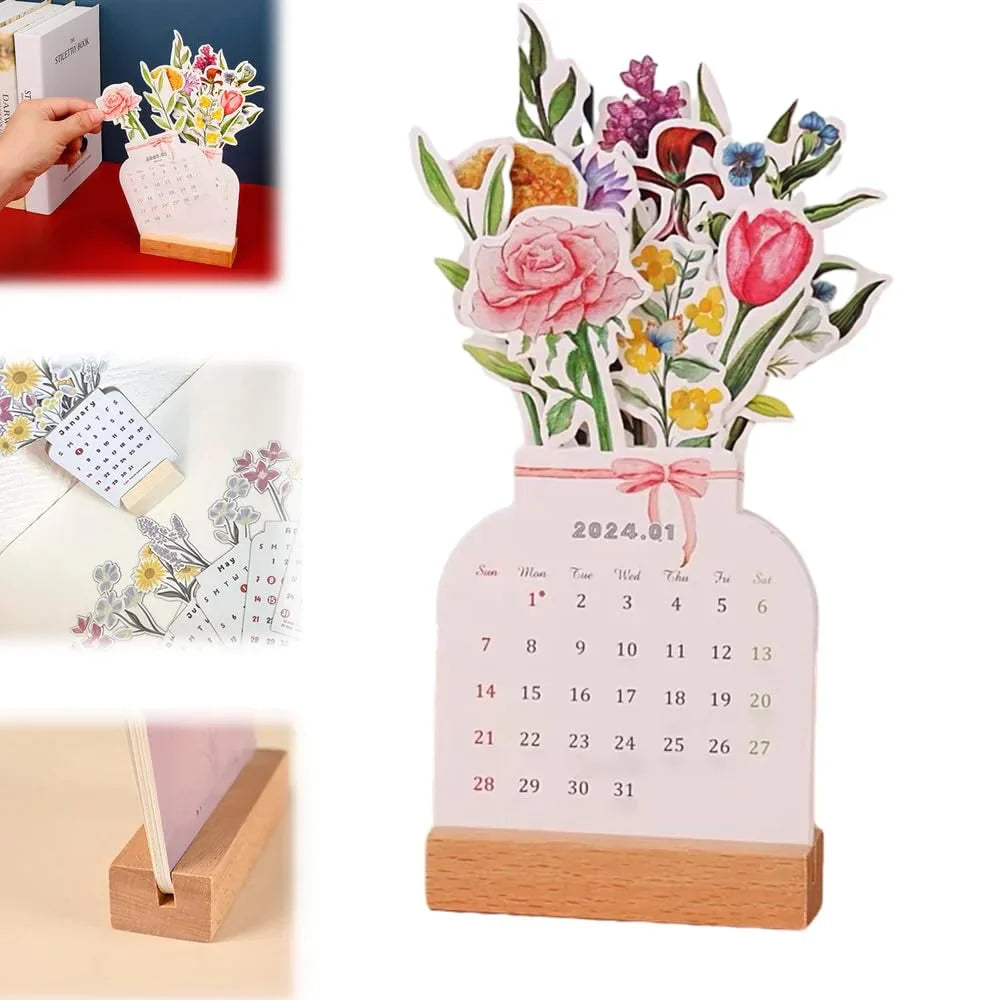 FlowerCalendar™ - 2024 Bloemen Bureaukalender [Laatste dag korting]