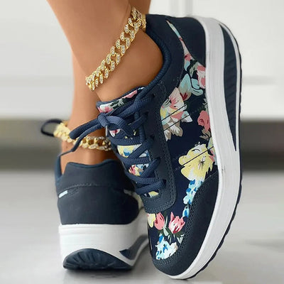 Platformsneakers Met Bloemenprint