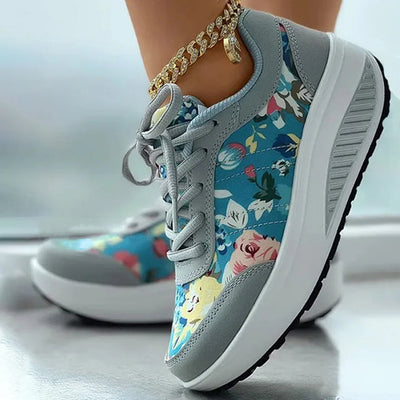 Platformsneakers Met Bloemenprint