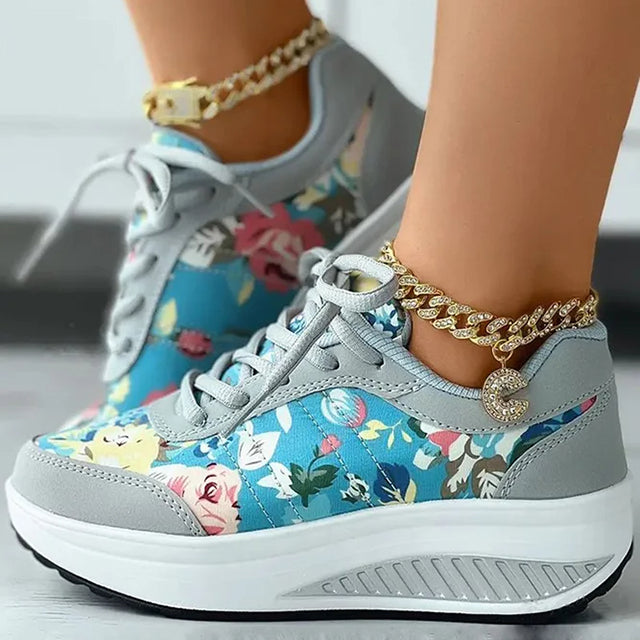 Platformsneakers Met Bloemenprint