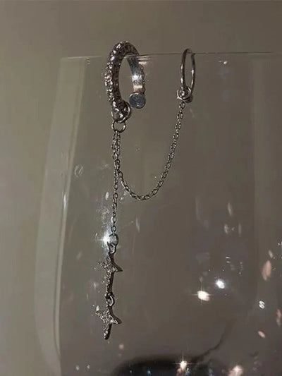 Star Pendant Chain Link Cuff Earring