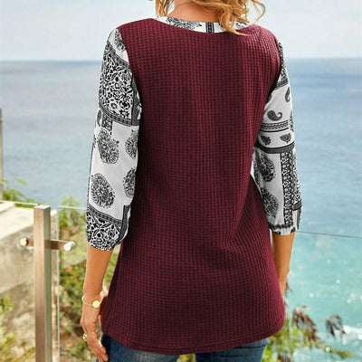 Casual Patchwork Blouse Met Print