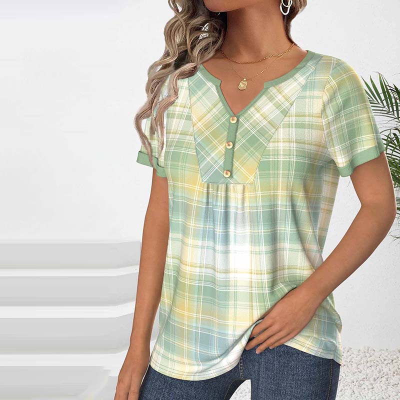 Geruite Casual Blouse