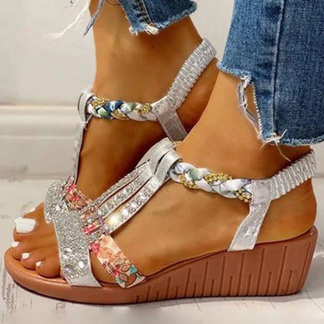 Strass Verfraaide Sandalen Met Sleehak