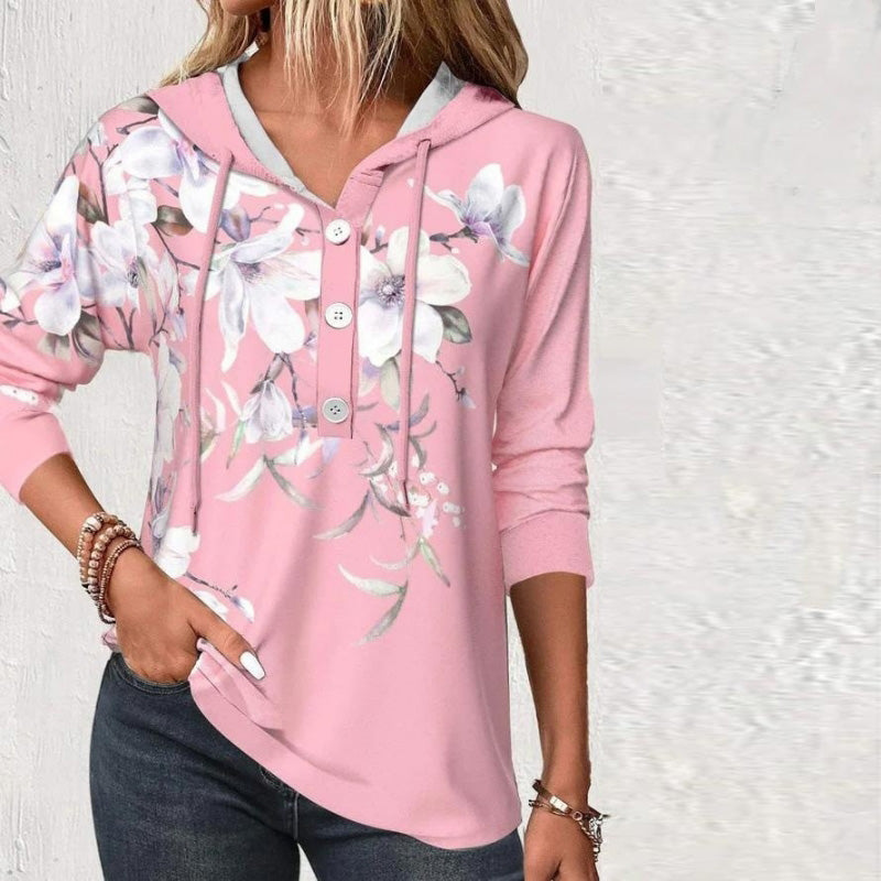 Sweatshirt Met Capuchon En Bloemenprint