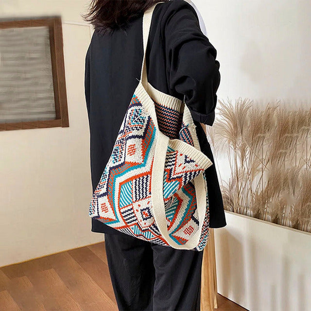 Casual Geometrische Gebreide Tas