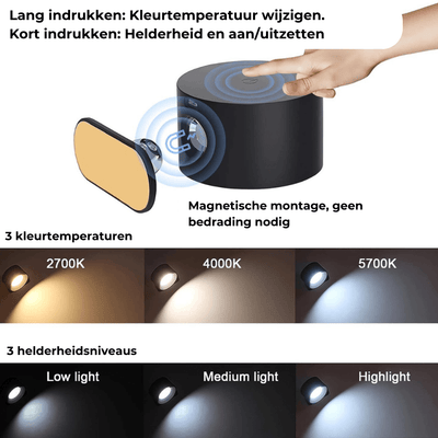 FlexiLamp - Draadloze oplaadbare 360° muurlamp