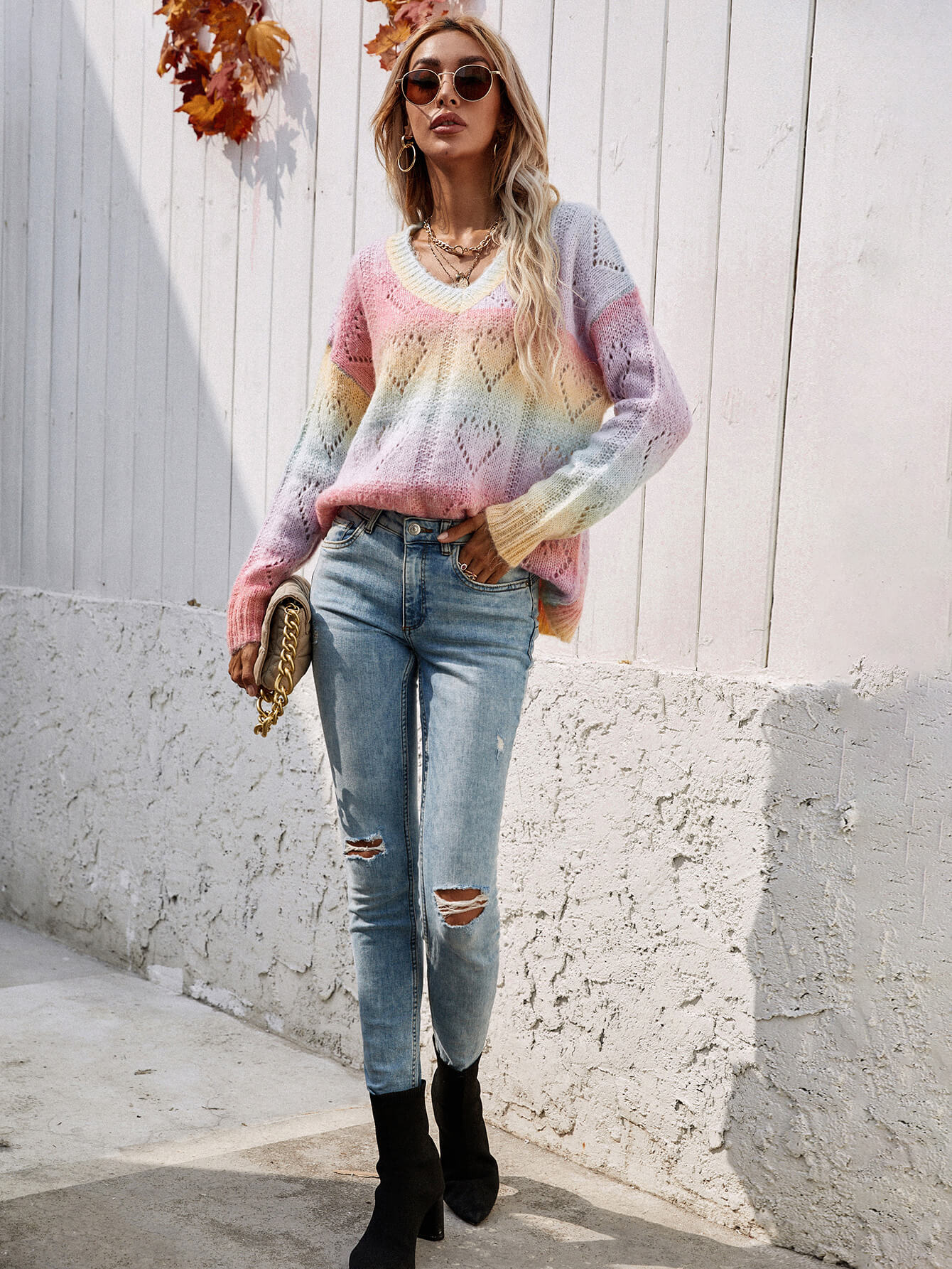 Camilla™ - Tie-Dye  Pullover met Hartjes Patroon