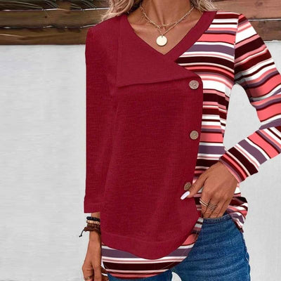 Casual Gestreepte Patchwork Blouse