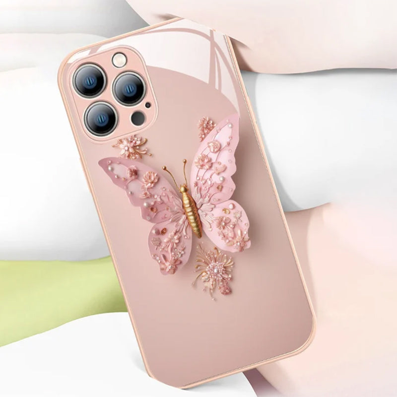 50% KORTING | ButterflyCase™ - Vlakke glazen afdekking met 3D vlindermotief [Laatste dag korting]