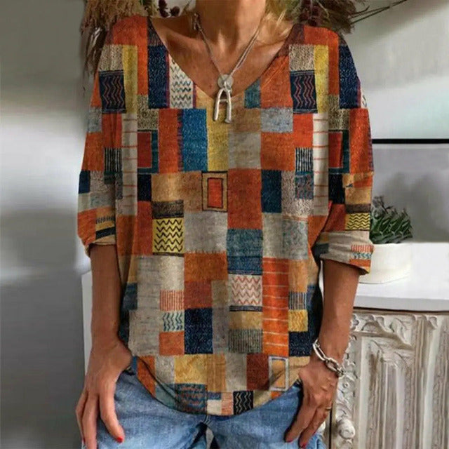 Vintage Geruit Casual T-Shirt