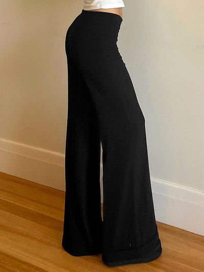 Black Vintage High Rise Straight Leg Flare Pants