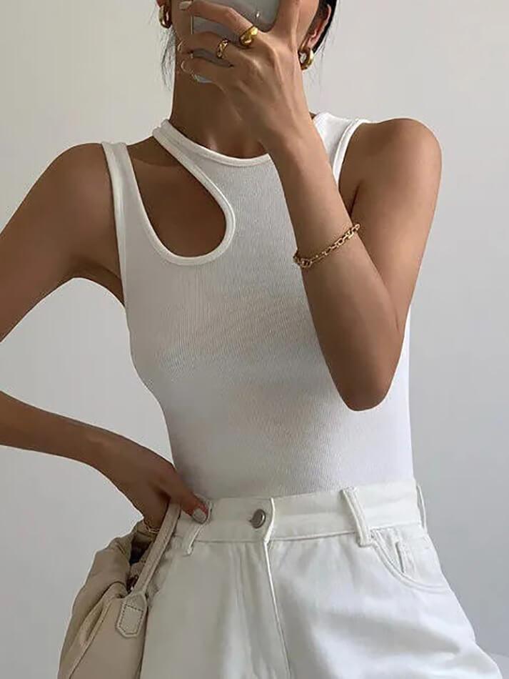 Solid Color Classic Cutout Tank Top