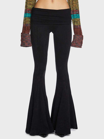 Black Vintage Mid Rise Flare Leg Pants