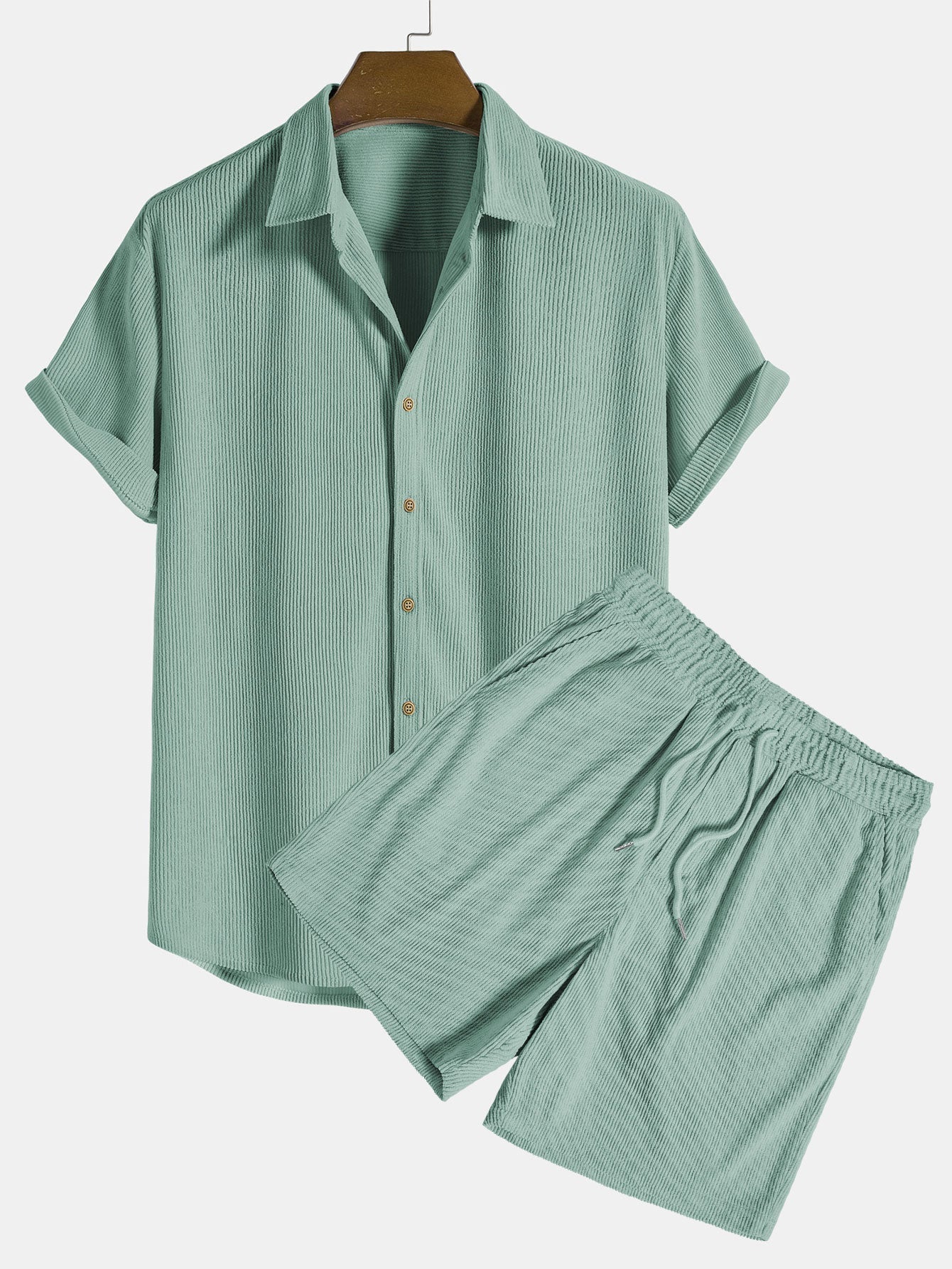 Cassian - Zomerse Polyester Set: Levendige Strepen Shirt & Trendy Shorts