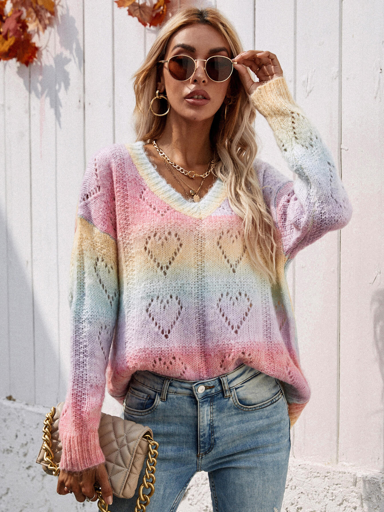 Camilla™ - Tie-Dye  Pullover met Hartjes Patroon