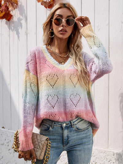 Camilla™ - Tie-Dye  Pullover met Hartjes Patroon