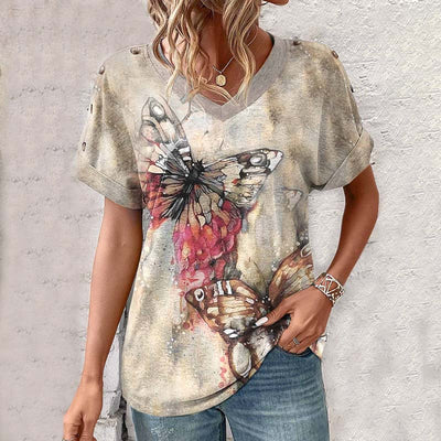 Vintage T-Shirt Met Vlinderprint