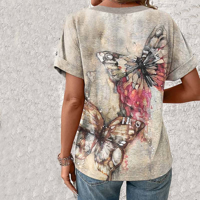 Vintage T-Shirt Met Vlinderprint