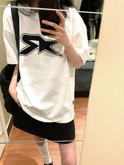 White Street Oversized Star Print Short Sleeve Tee