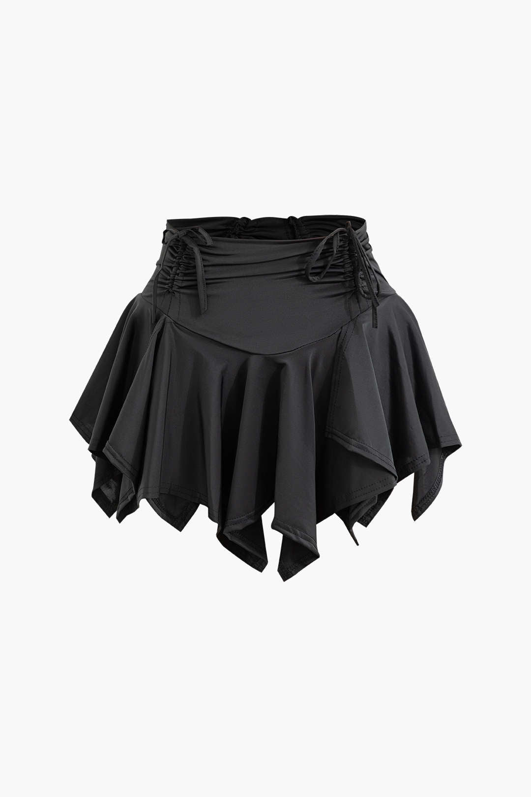 Vintage Ruched Drawstring Asymmetric Mini Skirt