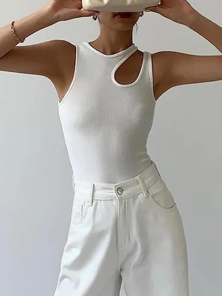 Solid Color Classic Cutout Tank Top