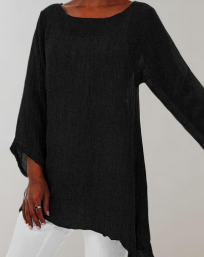 Ahmande - oversized top met lange mouwen, ronde hals en assymetrisch detail