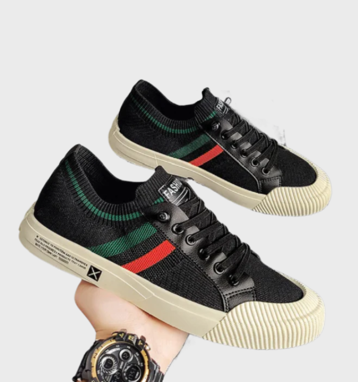 Alexis - comfortabele en ademende herensneakers met vetersluiting, zachte antislipzool en gestreepte contrasterende kleuren