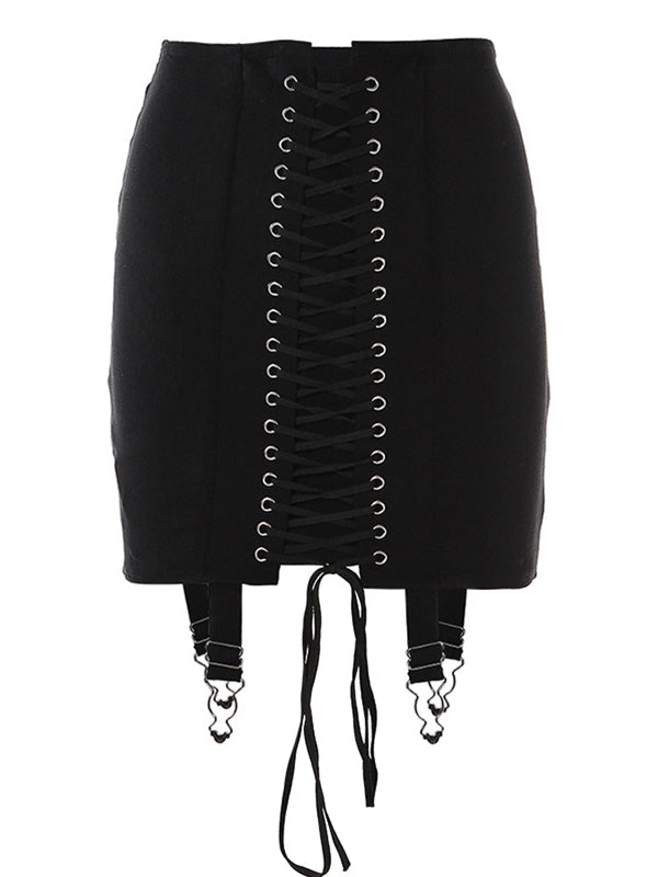 Punk Bandage Wrap Mini Skirt with Lace Up