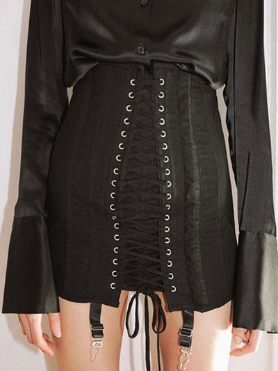 Punk Bandage Wrap Mini Skirt with Lace Up