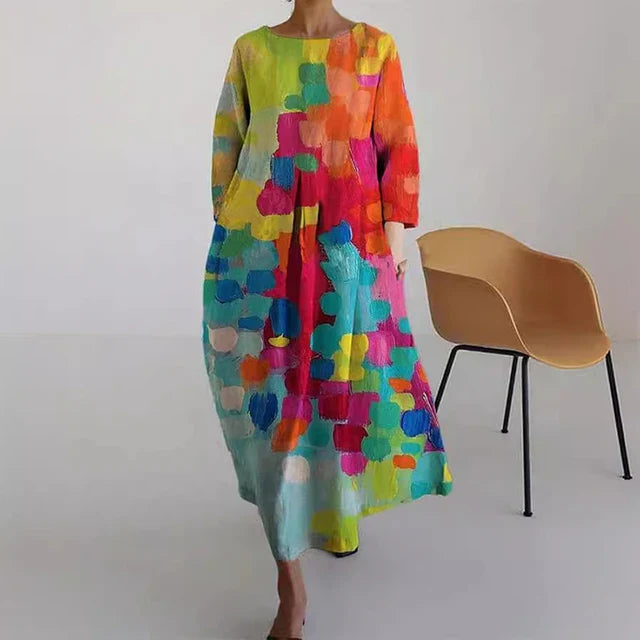 Dilou - Elegante Kleurrijke Zomerjurk met Print