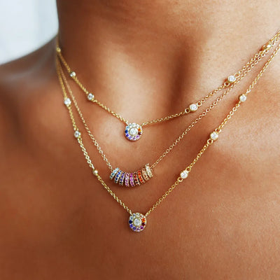 Ginevra™ - Goudkleurige Ketting met Regenboog Ringen